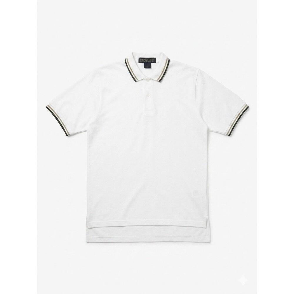 Deadstock 80s VTG Boast Tennis Shirt Large Cotton Polo White - 067